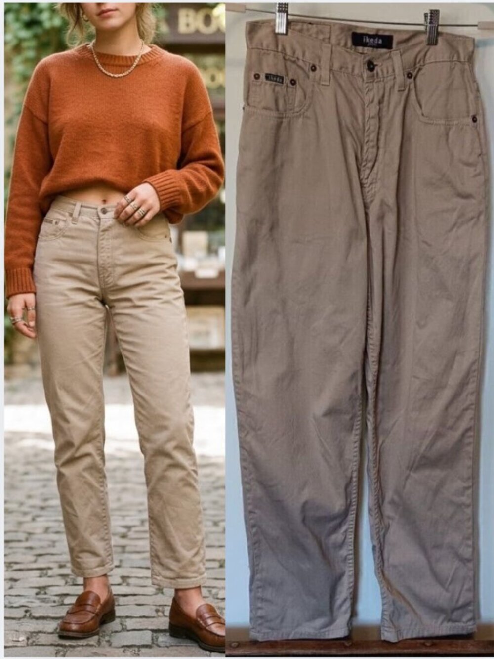 VINTAGE Ikeda Mom Jeans Straight Leg 29 Tan